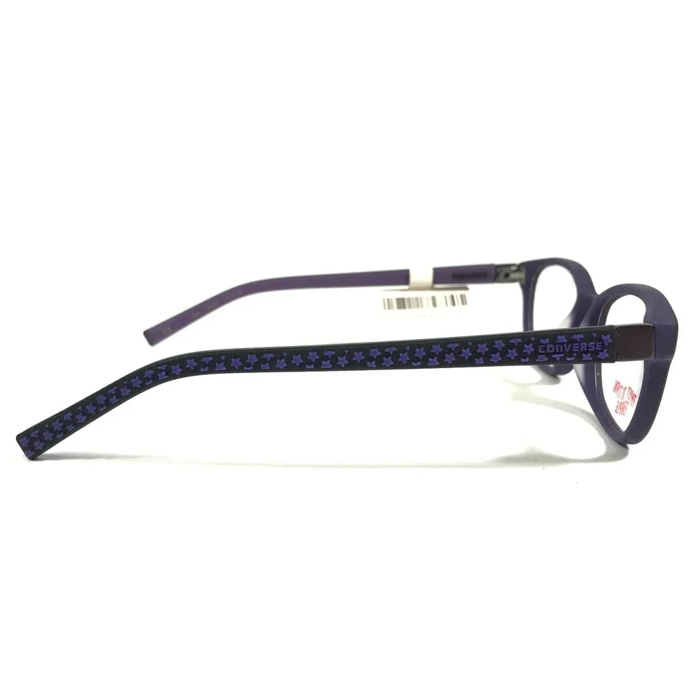 Converse Kids Eyeglasses Frames K022 BLACK Purple Round Full Rim 49-15-130